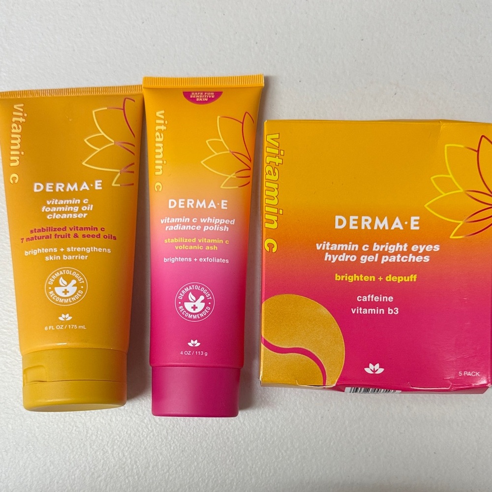 DERMA E Vitamin C Foaming Oil Cleanser, Radiance Polish, & Gel Patches